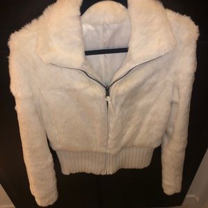 Faux fur ivory coat